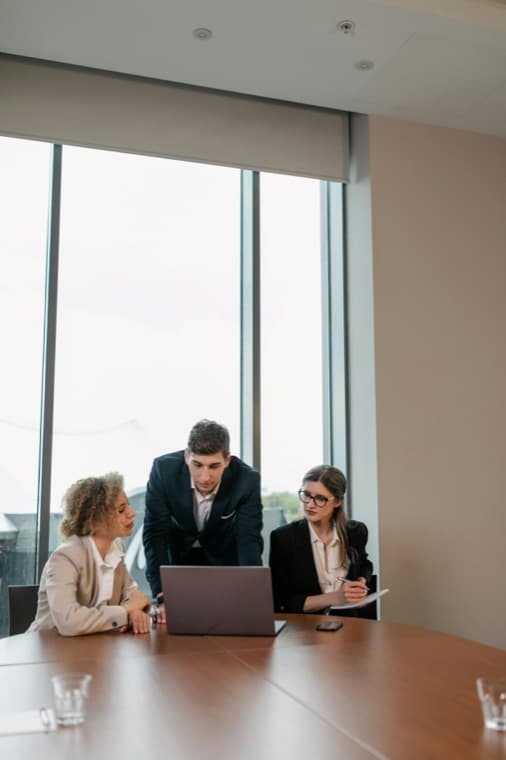 A team meeting around a table